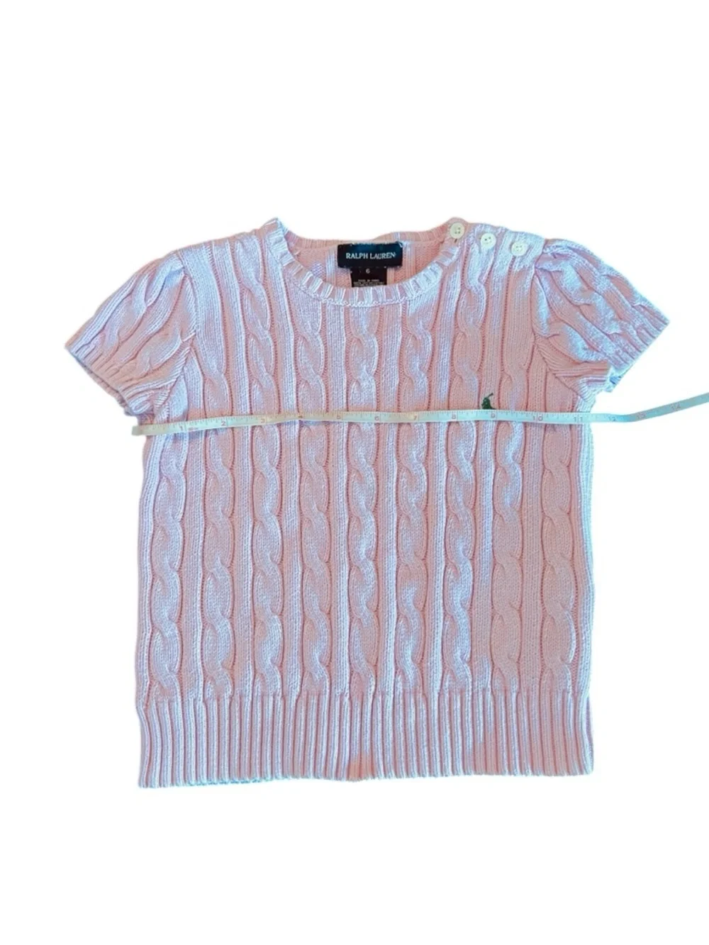 Ralph Lauren Baby Pink Cable Knit Short Sleeve Sweater Top Size 6